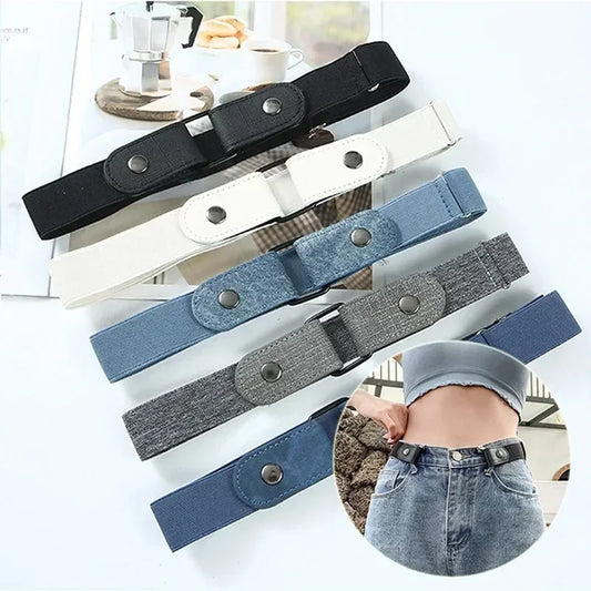 2024 Canvas Adjustable Elastic Waist Band Invisible Belt Buckle-Free Belts for Women Men Jean Pants Dress No Buckle Easy To Wear