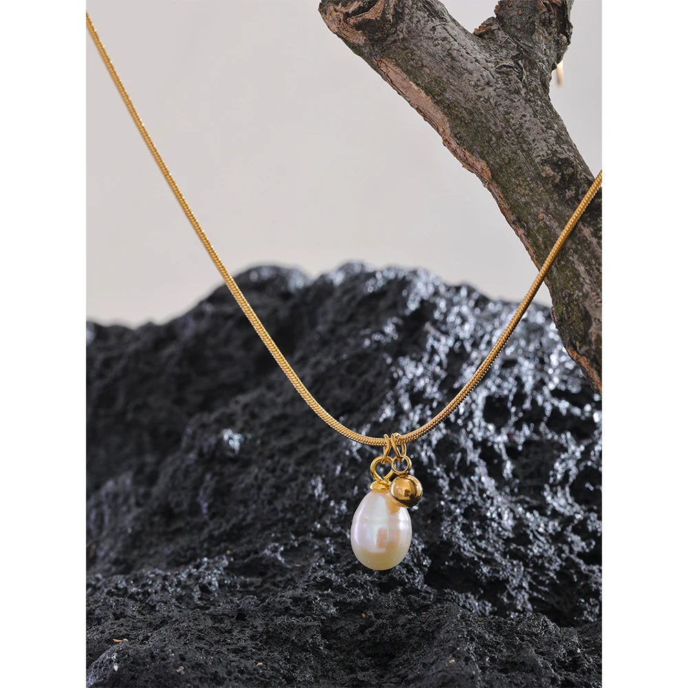 Tarnish Free Natural Pearl Beads Chic Exquisite Necklace Thin Chain Stainless