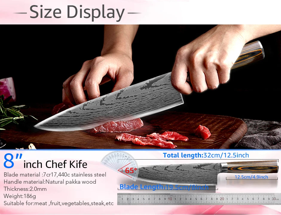 Kitchen Knife 8-inch Ultra Sharp Japanese Chef Knife High Carbon Stainless Steel