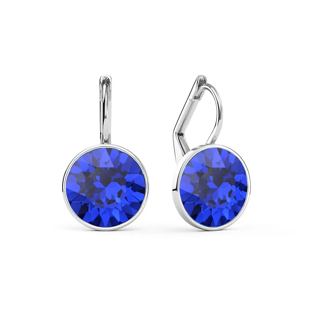 Bella Drop Earring for Women Christmas Birthday Premium Austrian Crystals Round Cut Dangle Silver Gold Color Pierced Jewelry