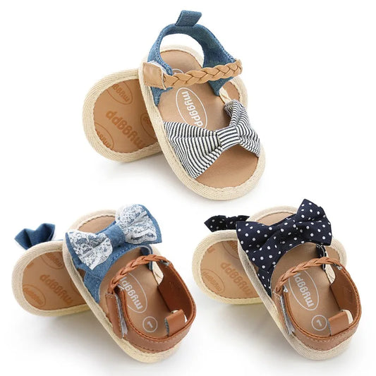 Baby Girls Sandals Canvas Bowknot Baby Girls Shoes Infant Bowknot Toddler