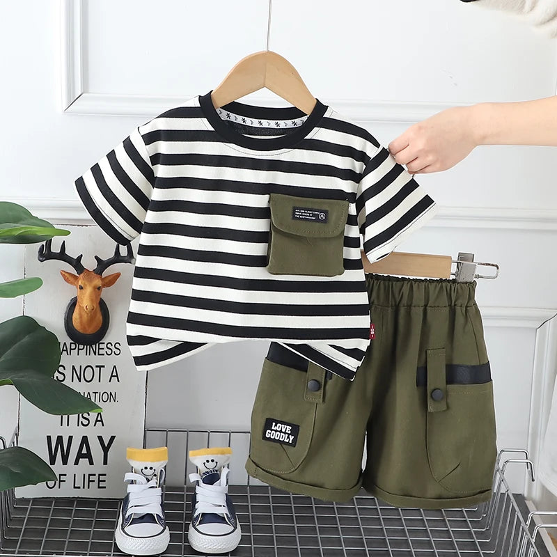 New Baby Boys Clothes Suit Summer Children Fashion Striped T-Shirt Shorts 2Pcs/Sets Toddler Casual Costume Kids Tracksuits