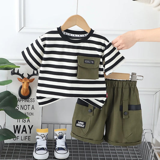 New Baby Boys Clothes Suit Summer Children Fashion Striped T-Shirt Shorts 2Pcs/Sets Toddler Casual Costume Kids Tracksuits