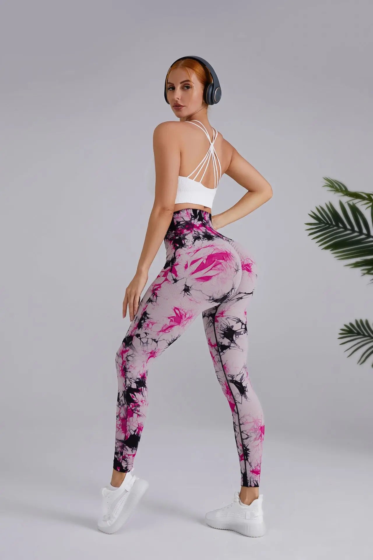 Seamless Peach Yoga Pants Women's Dual Color Tie Dye Tie Float High Waist Sports
