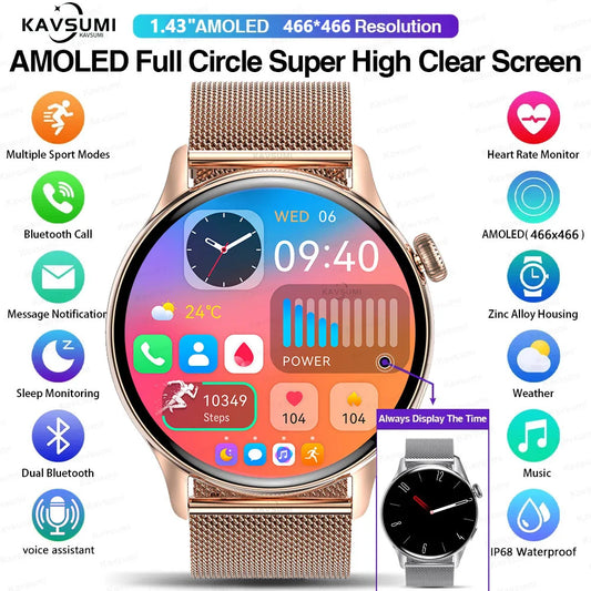 2025 NFC Smart Watch Amoled HD GPS Track Sports Heart Rate Bluetooth Call Waterproof Ladies Women Smartwatch For Women's Gift