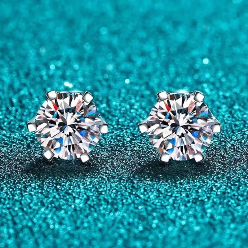 Gica Gema 0.5-2ct Moissanite Screw Stud Earrings D Color 925 Sterling Silver Diamond Earrings For Women Wedding Fine Jewelry