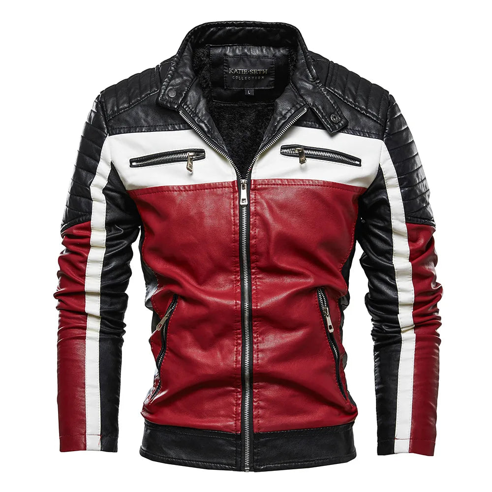 Winter Men's Motorcycle Leather Jacket Men Fashion Casual