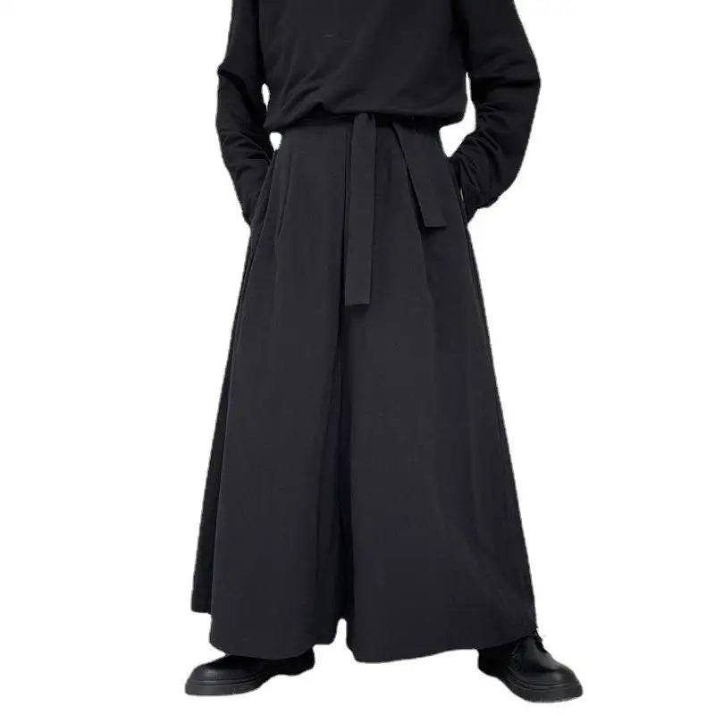 Male Pants: Wide Chinese Hanfu Harajuku Style Hakama Kimono Tang Casual Men