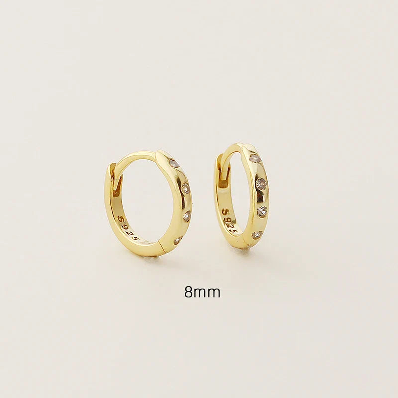 WANTME 925 Sterling Silver Fashion Simple Piercing Ear Closure Statement Stacked Ear Hoop Earrings for Women Huggies Jewelry