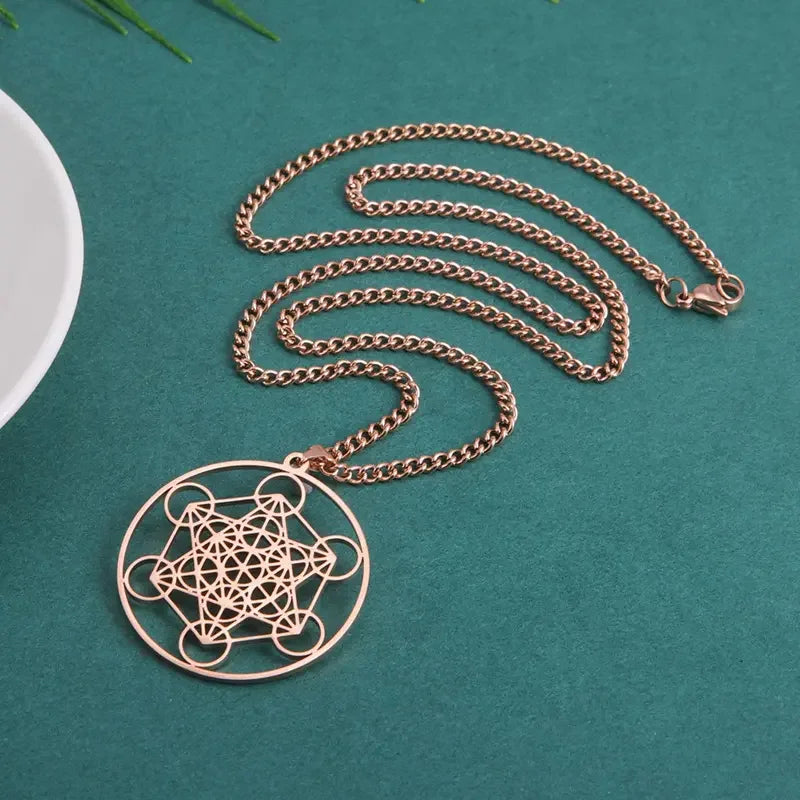 Archangel Metatron Pendant Necklace Stainless Steel Sacred Geometry Hexagram Jewelry Accessories
