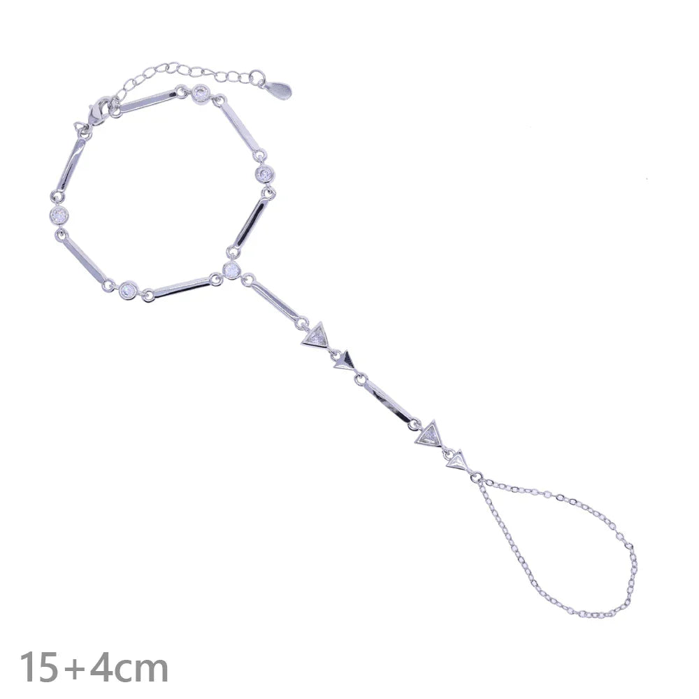 2025 New Micro Pave Clear CZ Tassel Hand Chain Bracelet Gold Color With Round CZ Station Double Chain Fashion Women Jewelry