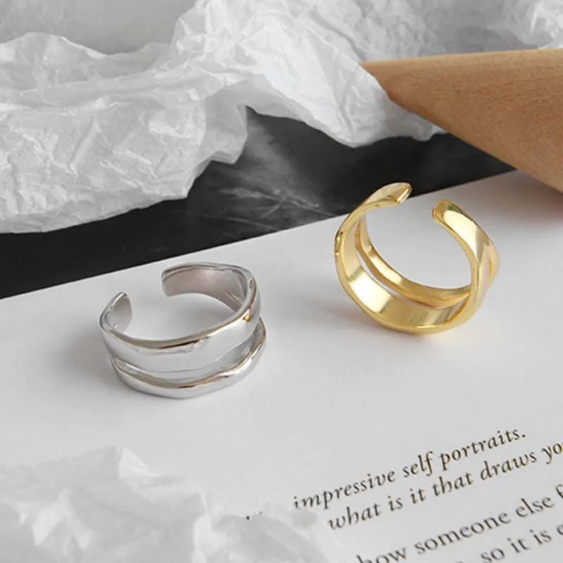 Minimalist Silver Color Finger Rings for Women Fashion Creative Design