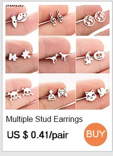 Golden Vintage Mandala leaf Pineapple Earrings for Women Trend Fairy Cup Stainless Steel Earring Punk Game Controller Studs Gift