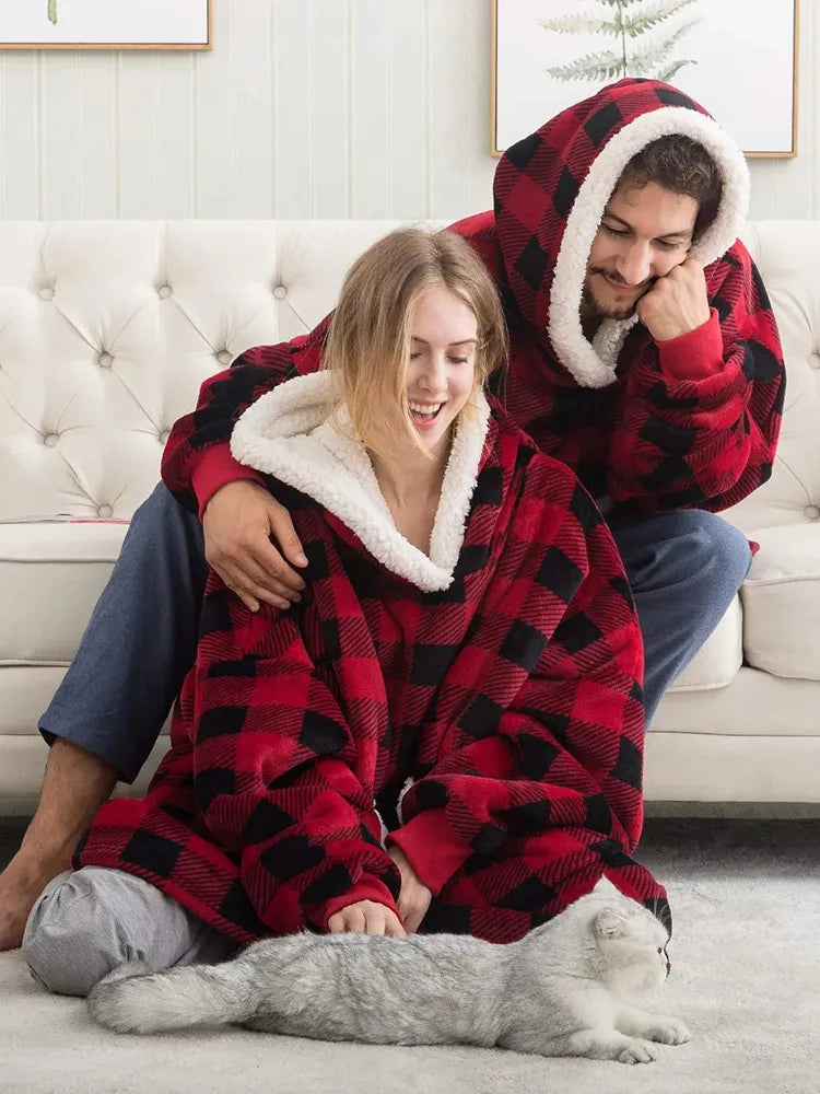 Oversized Hoodies Sweatshirt Women Hoodies Fleece Giant TV Blanket With Sleeves Coats