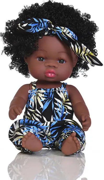 14inch Full Body Vinyl Bebe Reborn Dolls Soft Lifelike Baby Toys American Reborn Black Baby Doll Vinyl Baby Doll Toys Girls Boys