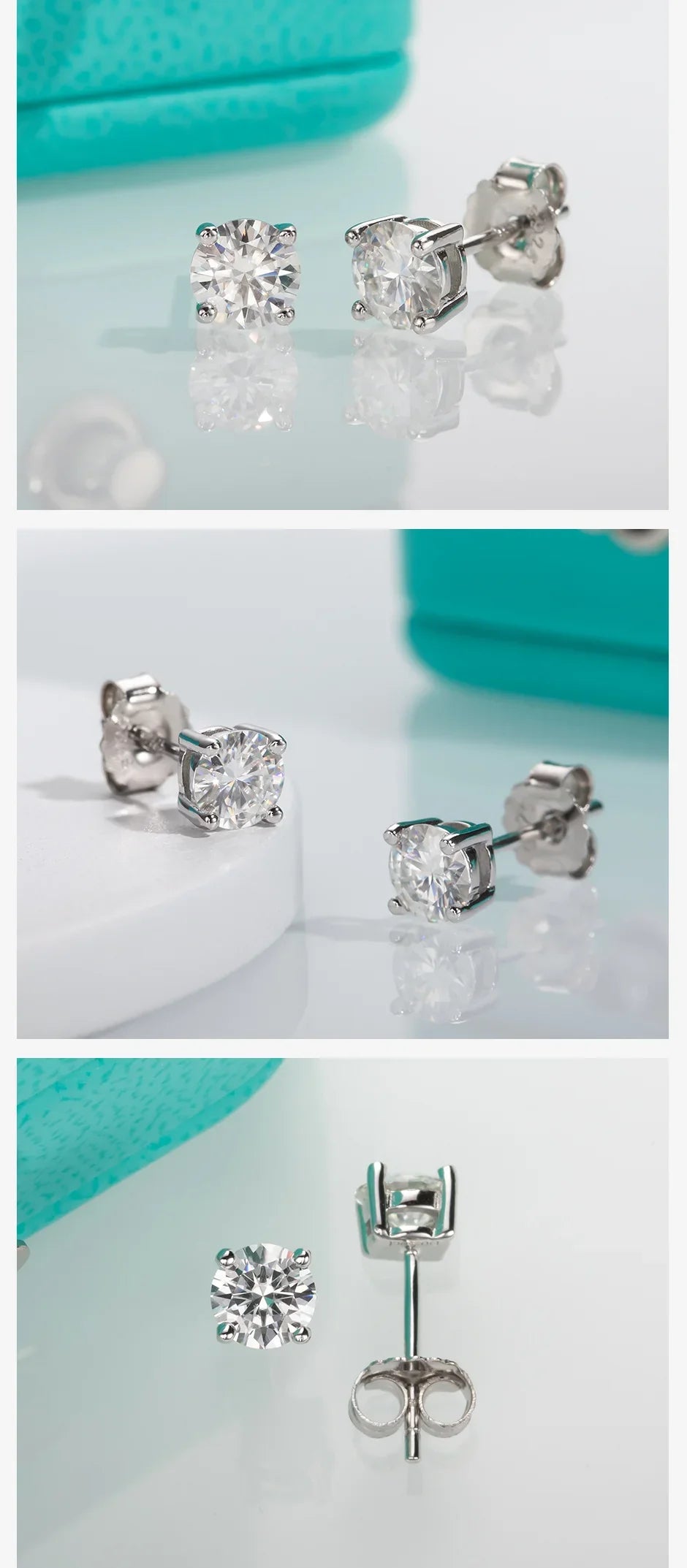 AnuJewel 4mm D Color Moissanite Diamond Classic 925 Sterling Silver Stud Earring For Woman Fine Jewelry Wholesale