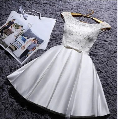 Homecoming Dresses: Prom Evening Dresses A-Line Short Satin Sleeveless Gown