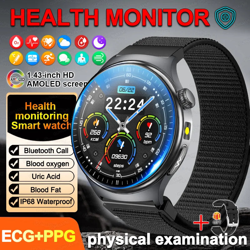 2026New Health Sport ECG AI Diagnosis Smart Watches Men Heart Rate Blood Pressure IP68 Waterproof Smartwatches For Men women