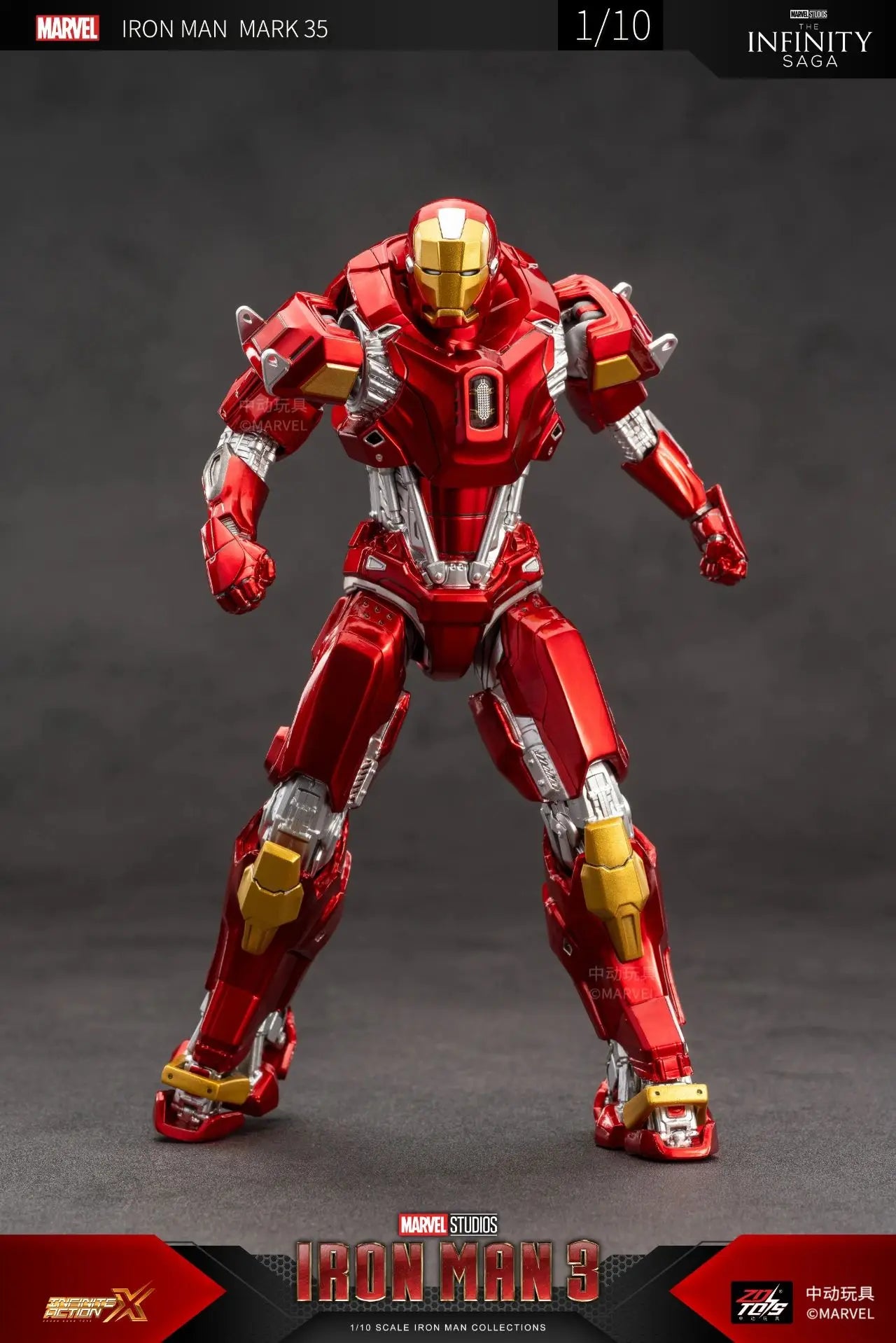 ZD Toys Iron Man MK35 Red Snapper Action Figure Iron Man Mk41 Mk47 Tank MK24 MK22 1/10 Scale Iron Man Collections Gift