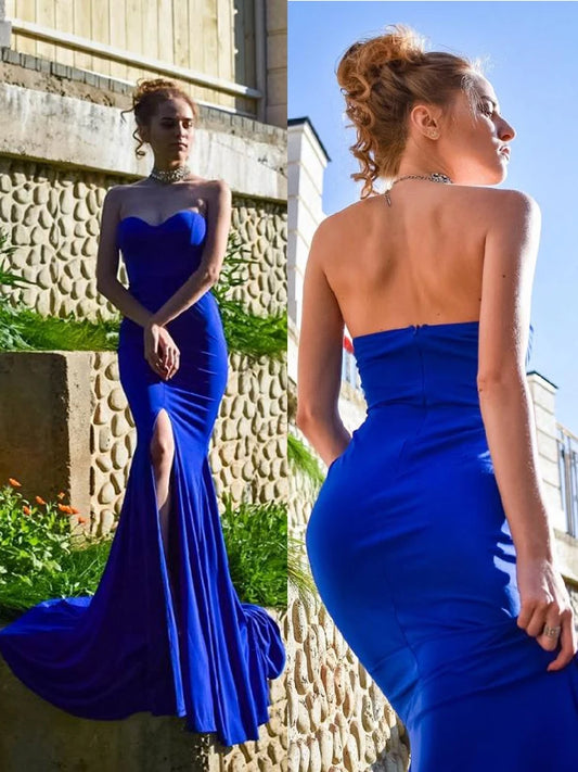 Formal attire Dresses: Long Black Maxi Dress Front Slit Bare Shoulder Red Women