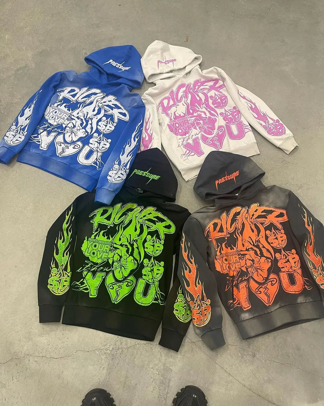 American graphical Print Hoodies sweatshirt Plush Pullover Harajuku Vintage Y2K clothing