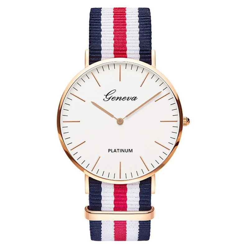 Top Brand Luxury Women Watches Fashion Stripe Nylon Strap Ladies Quartz Wristwatch Simple Casual Watch Women Clock Montre Femme