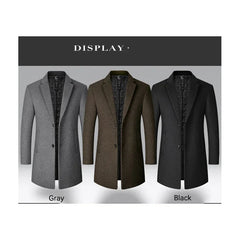 Brand Trench Coat Men Autumn and Winter New Solid Color Long Woolen Coat for Men