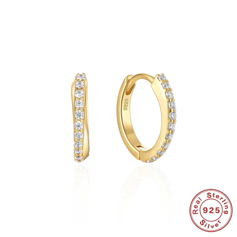 CANNER Ins Star Anise 925 Sterling Silver  Earring For Women Hoop Earrings Crystal Fine Jewelry Glossy 18K Gold Mom Gift Trend