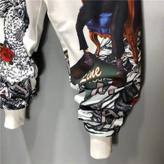 Fashion Men Harem Joggers Patchwork Elastic Drawstring Street Hip Hop Pants