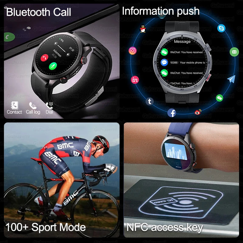 2026New NFC Health Smart Watch Men Air Pump+Air Bag Precise Blood Pressure Fat Measurement Voice Call SmartWatch For Android IOS