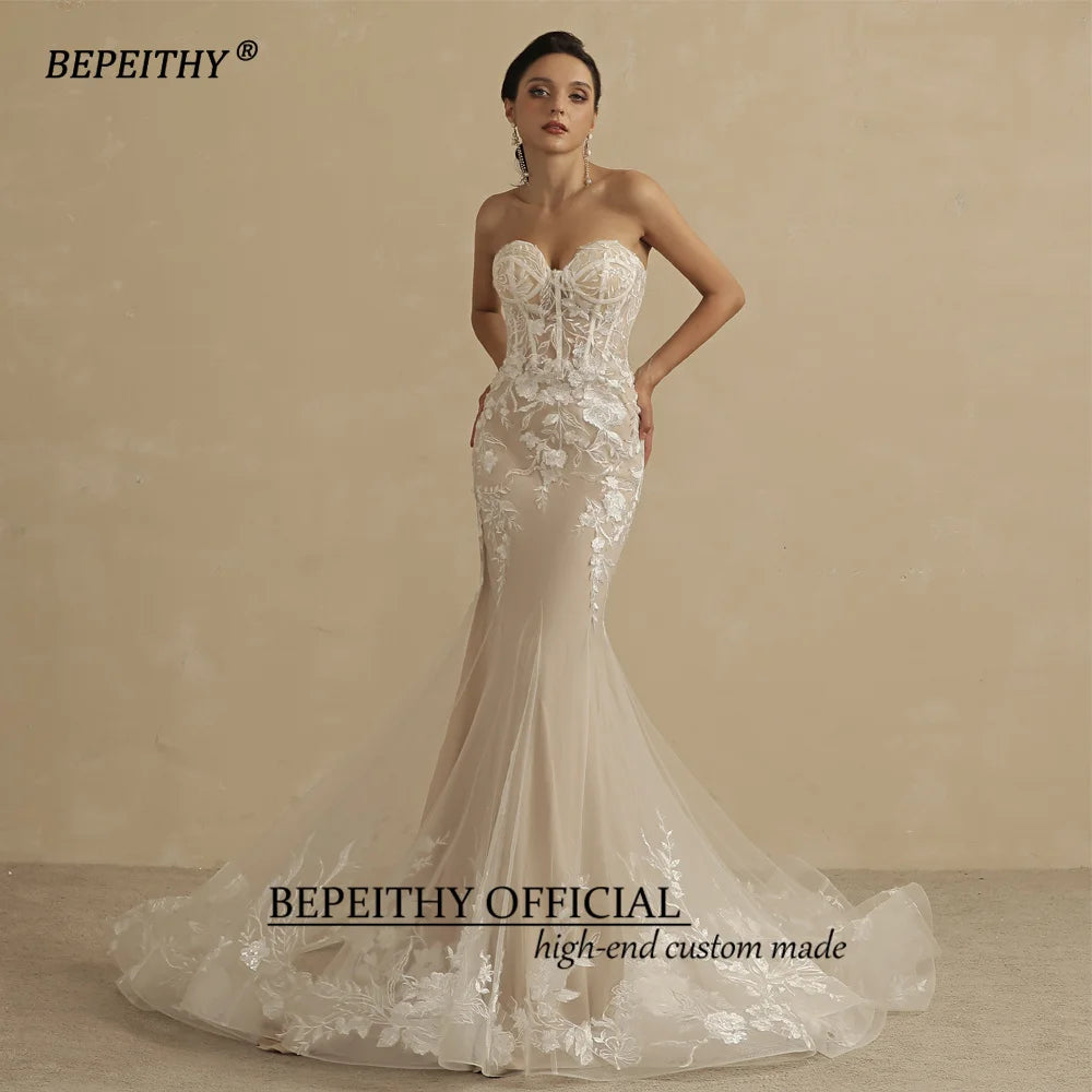 White Bridesmaid Dresses: Champagne Mermaid Wedding Dress For Women Ivory