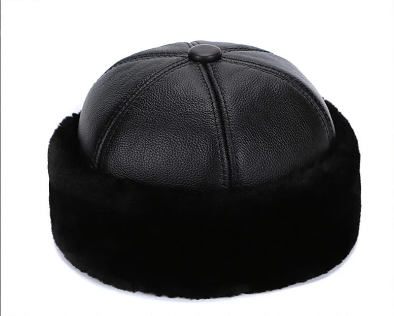Brand New Style 2026  Retro Cowhide Bomber Hat Winter Keep Warm Caps Men Women Real Leather Cap Thick Velvet Dad Hat Leather Hat