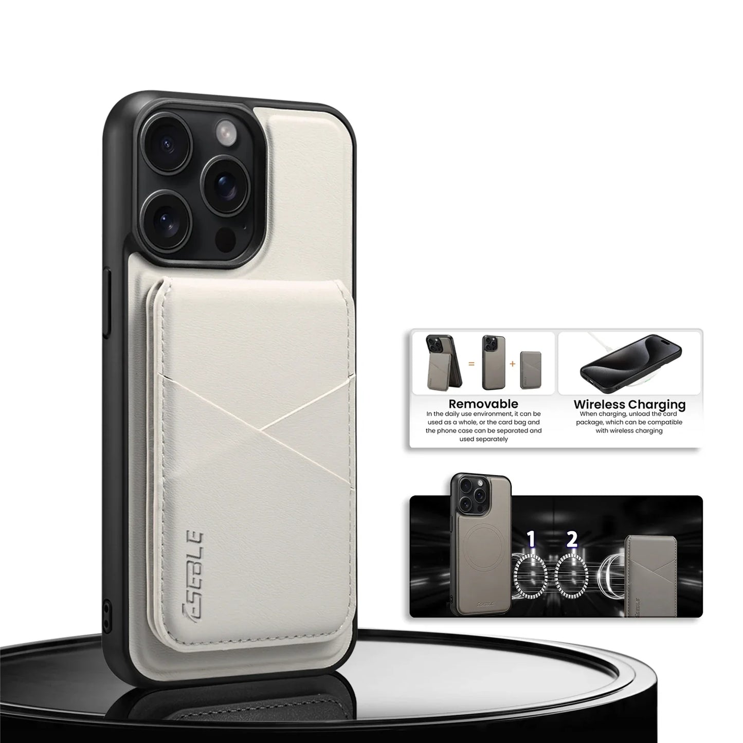2 In 1 Detachable Magnetic Leather Case for IPhone 17 16 Pro Max 15 14 13  Wallet Cover Cards Holder Pocket