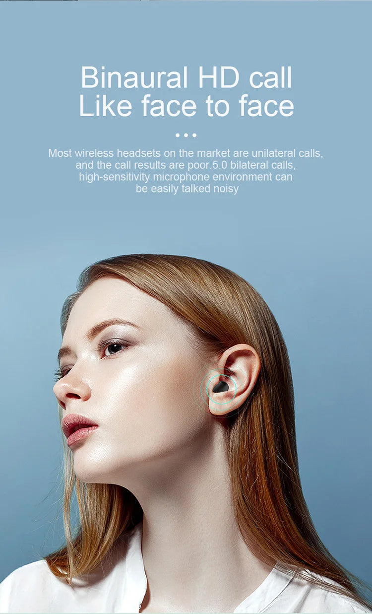 A6S, TWS Wireless Bluetooth Headphone, Stereo Headset, Sports Earbuds, Microphone with Charging Box, Smartphone