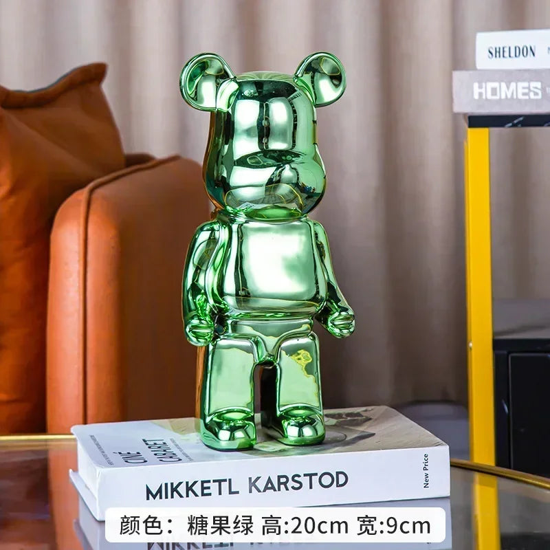 28cm Aesthetic Bear Figure Ceramics Plating Violent Bear Statue Animal Figurine Sculpture Luxury Living Room Decoration Ornament