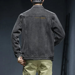 Autumn Men's Retro Gray Denim Jacket Fashion Casual Cotton Cowboy Coat