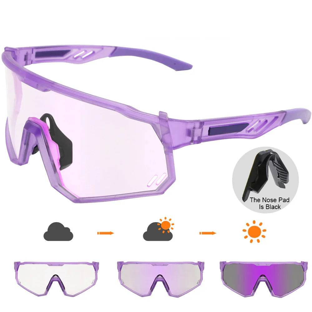 Photochromic Cycling Glasses Men Mountain Bike Sunglasses Women Clear MTB Sports Goggles Bicycle Triathlon Running Baseball