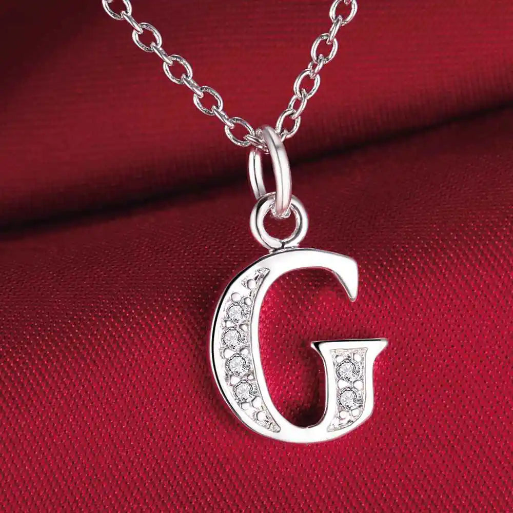 26 Letters 925 Sterling Silver Necklace Pendant Zircon For Women Exquisite Student Girlfriend Jewelry Accessories Wedding Gift