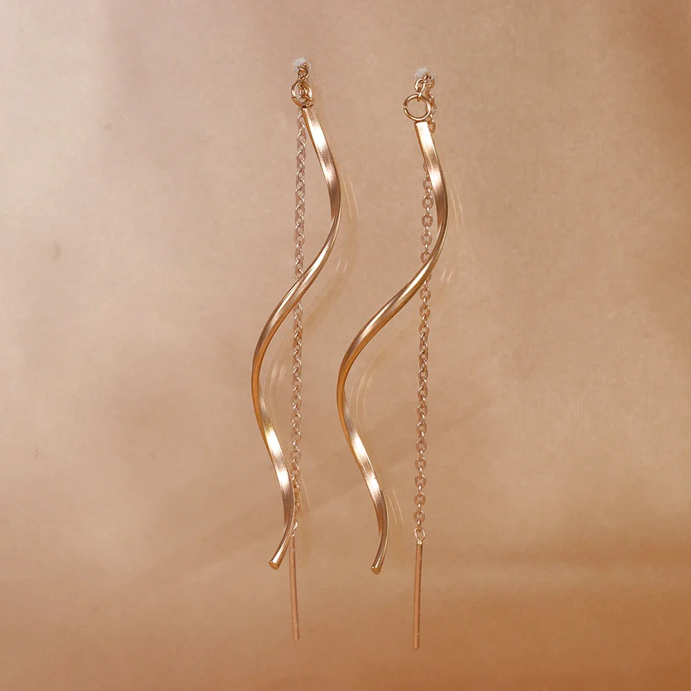 Accessories for Women Long Tassel Threader Earrings for Women Wave Shaped Simple Long Chain Earring Wedding Party Jewelry Gift