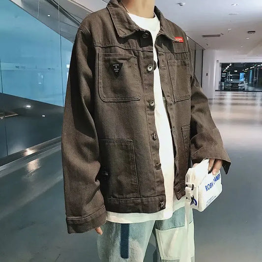 Spring Autumn Camouflage Denim Jacket Men\'s Korean Trendy Students