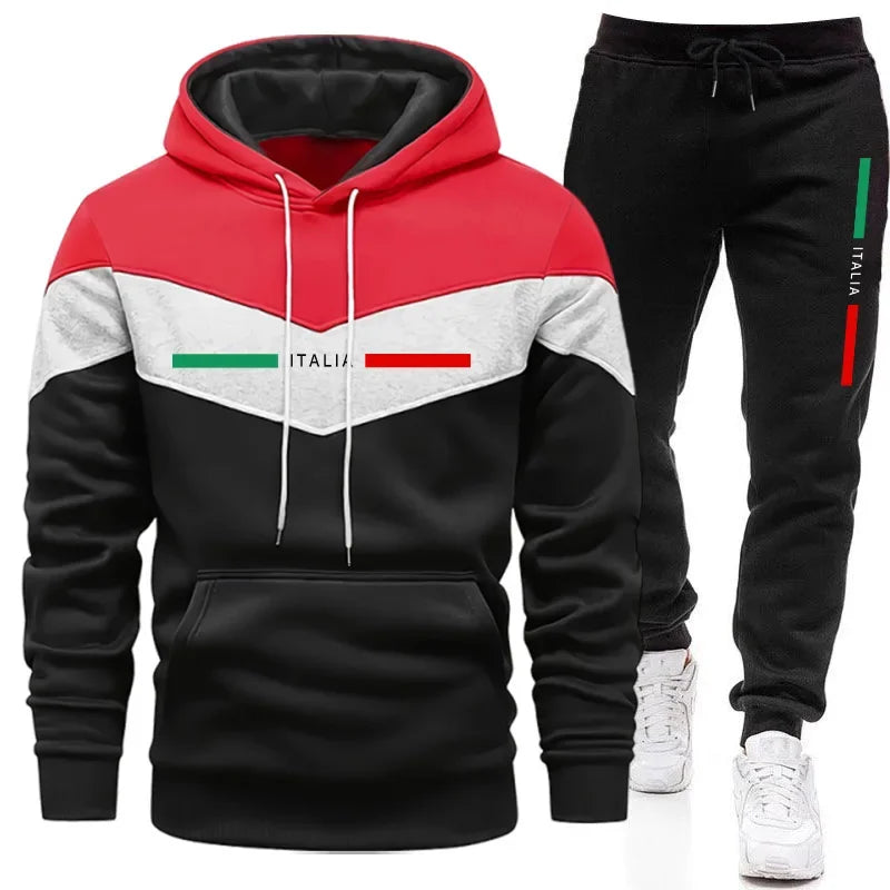 Casual Mens Tracksuit Print Sweatshirts Outdoors Fitness Sports Jogging Mens Clothing Hot Sales Warm Single Piece Hoodie Pants