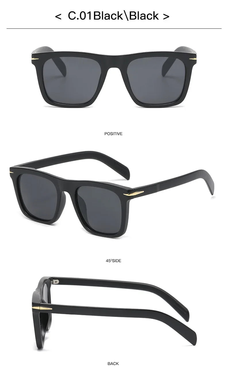 Vintage Square Sunglasses Men Anti-Blue Light Glasses Fashion Gradient Driving Shades Leopard Black Brand Oculos