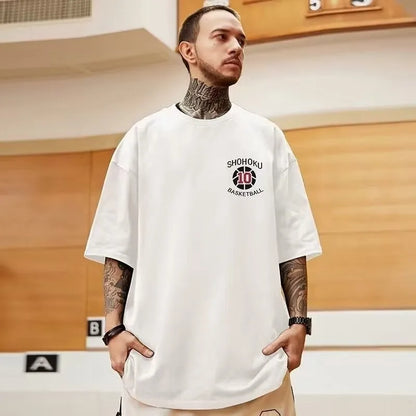 8XL Men Oversize Fashion Loose American Basketball Number ten Print Short Sleeve Round Neck Versatile Trend Couple outfit