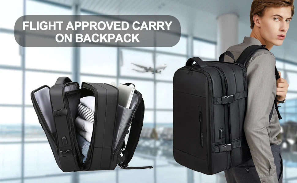 Likros Men Backpack Business Travel Backpack Carry on Waterproof Expandable Backpacks Large Capacity Weekend Traveler Laptop Bag