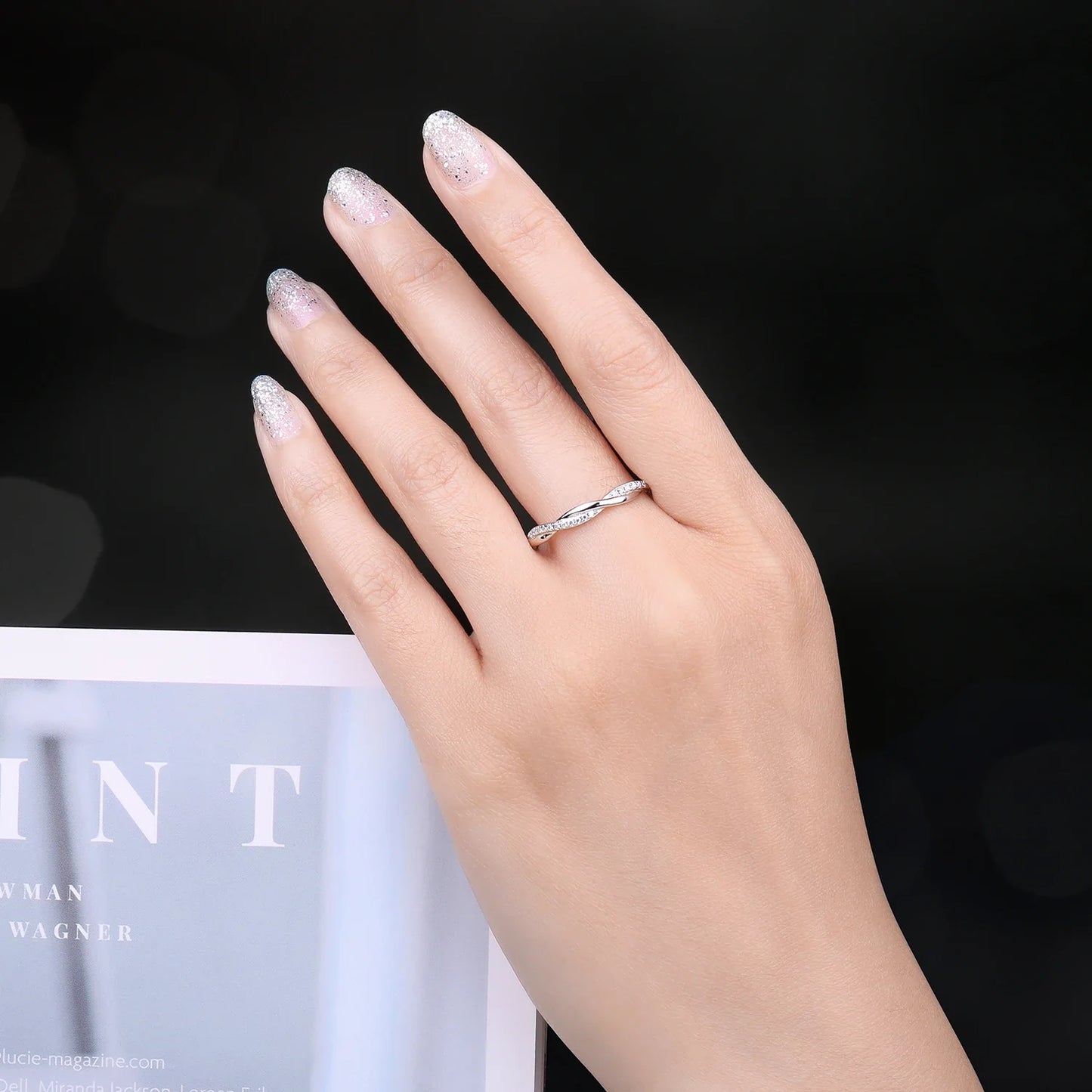 JewelryPalace Moissanite D Color Love Rope Infinity 925 Sterling Silver Stackable Band Ring for Woman Yellow Rose Gold Plated