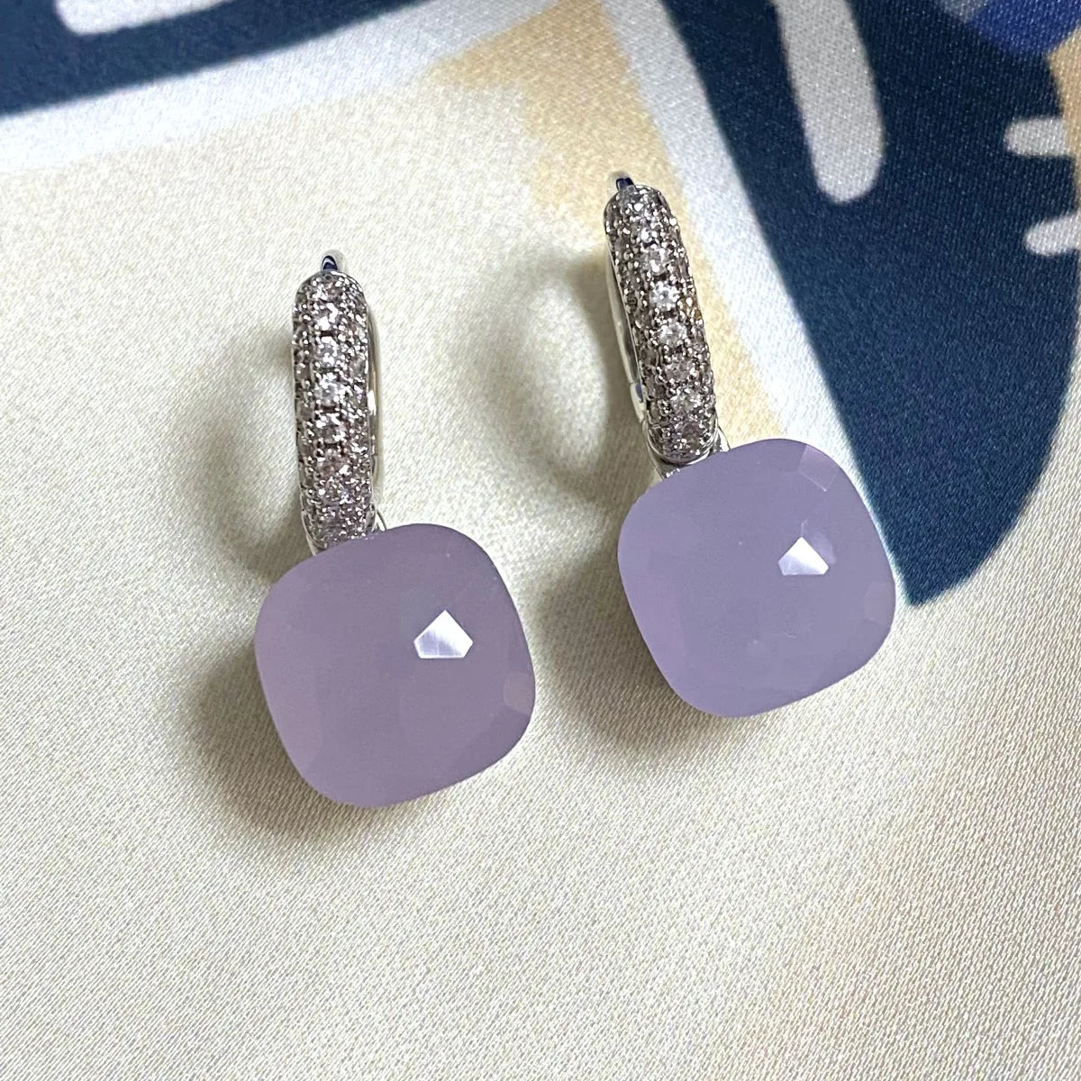 Classic Candy Color Earrings Inlay Transparent Zircon 27Colors Crystal Earrings Platinum Plated Fashion Jewelry For Women