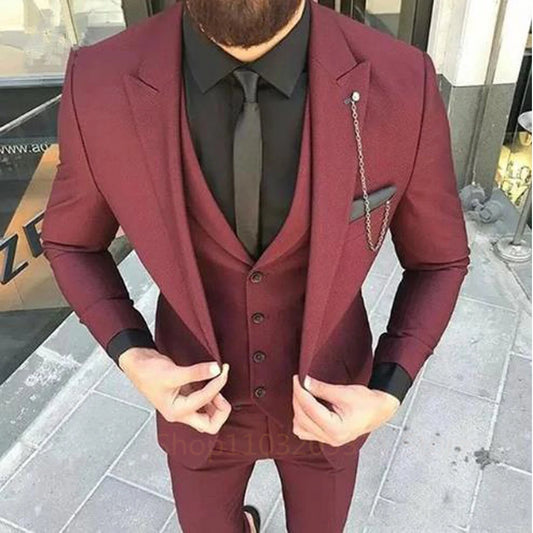 Men Blazers Sets 3 Pieces Wedding  Suits Elegant Formal Business