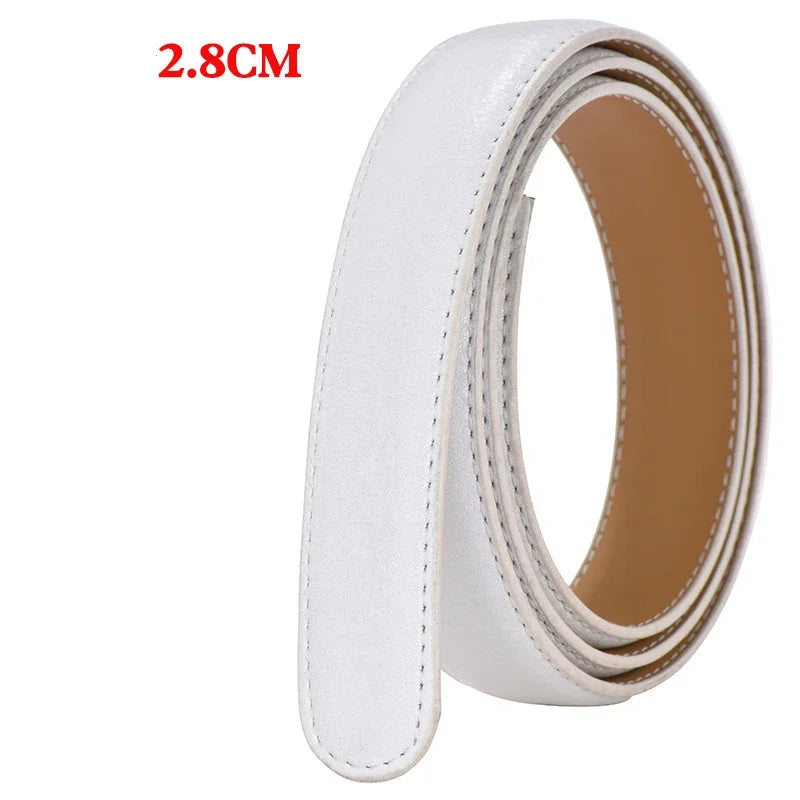 Men Women 2.4 2.8 3.0 3.5 cm Wide Belt No Buckle for Automatic Buckle High Quality PU Leather Belts Body Straps without Buckle