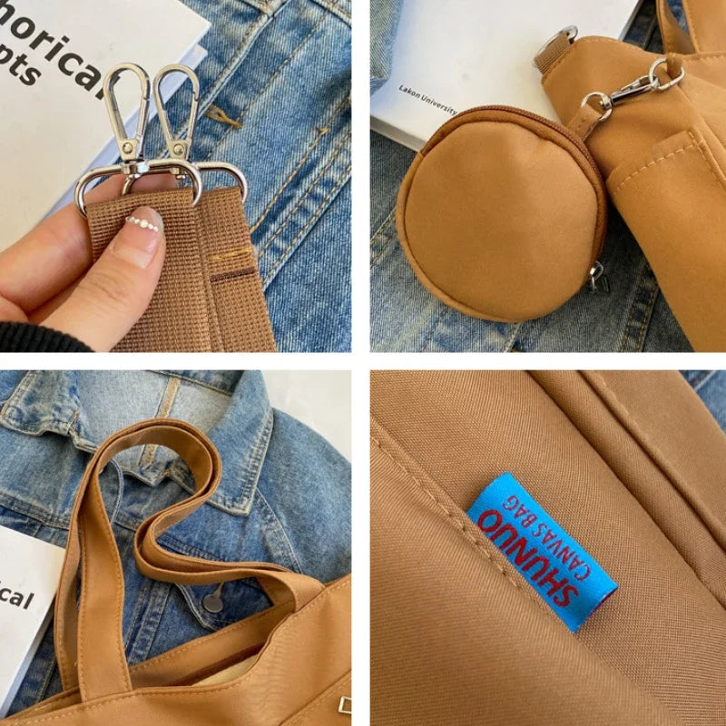 Oxford Canvas Composite Shoulder Bag Solid Color Versatile Lazy Style
