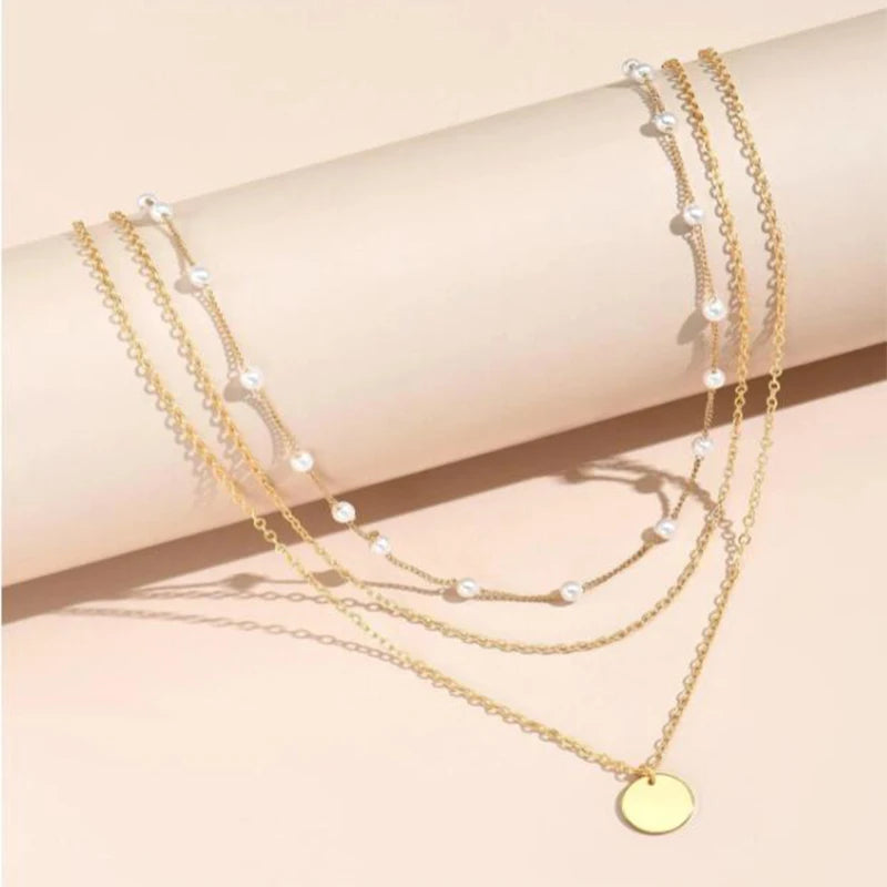 Vintage Round Charm Layered Necklace Women's Jewelry Layered Accessories
